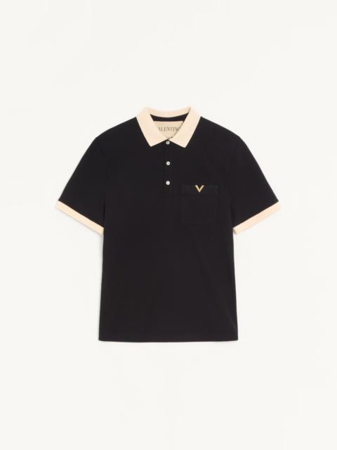 Valentino VALENTINO POLO SHIRT IN COTTON PIQUET WITH VGOLD