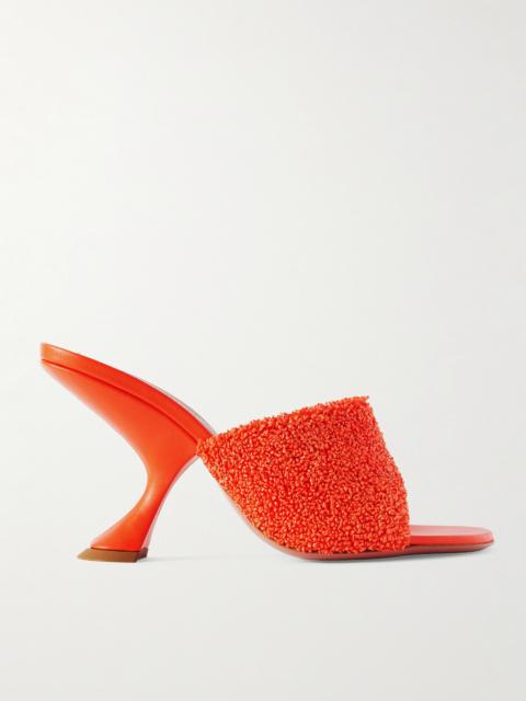 Amina Muaddi Taylor Leather-trimmed Raffia Mules