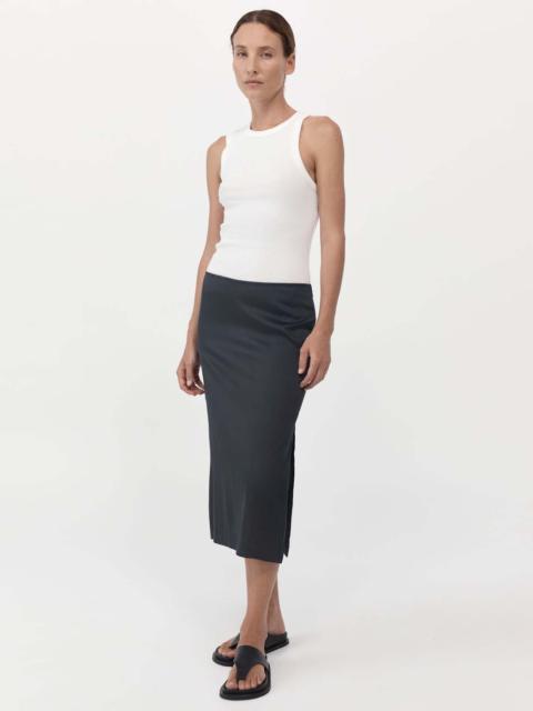 ST. AGNI Soft Silk Midi Skirt - Washed Black