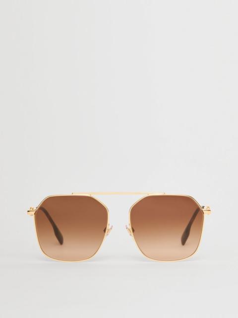 Burberry Chain-link Detail Geometric Frame Sunglasses