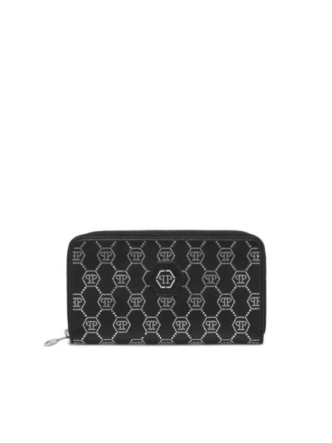 PHILIPP PLEIN monogram studded zip wallet