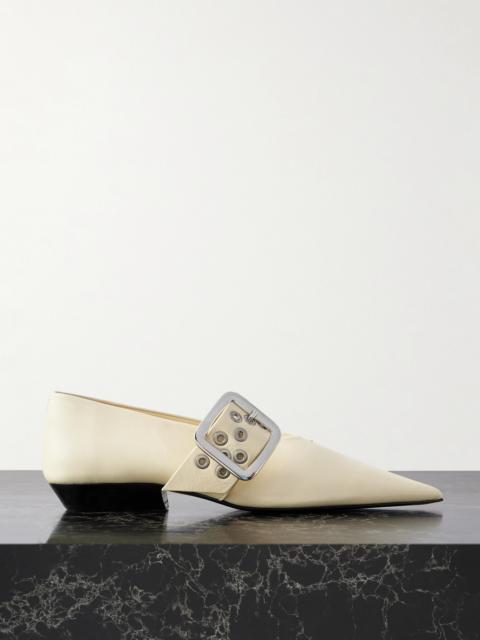 Jil Sander Eyelet-embellished Leather Mary-jane Ballet Flats