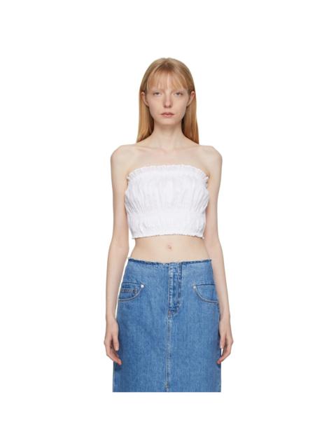 White Smocked Strapless Tank Top