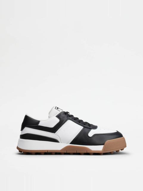 Tod's TOD'S SNEAKERS IN LEATHER - WHITE, BLACK