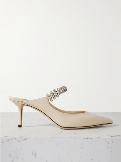 JIMMY CHOO Bing 65 Crystal-embellished Patent-leather Mules