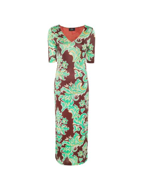 Venus-print crepe maxi dress