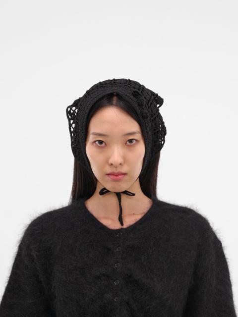 MAGDA BUTRYM Black Hand-Crocheted Wool Headscarf