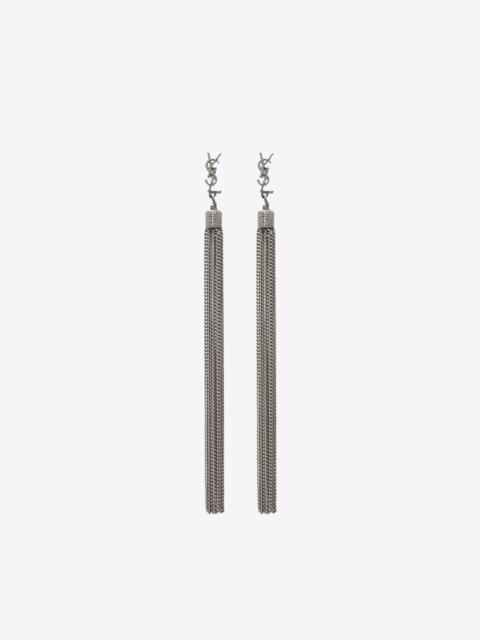 SAINT LAURENT loulou earrings with chain tassels in silver brass