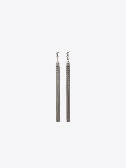 SAINT LAURENT loulou earrings with chain tassels in silver brass