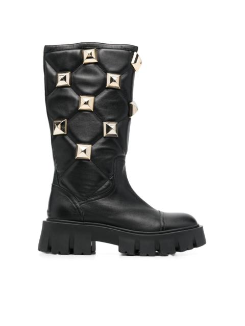 stud-embellished mid-calf boots
