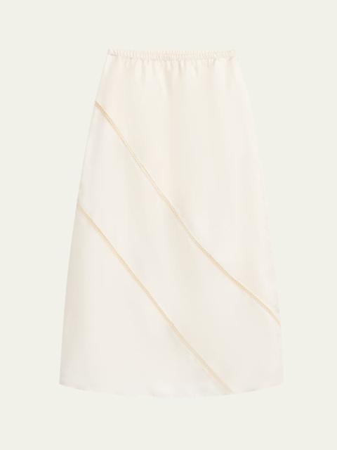 diotima Tobago Lattice-Inset Silk Midi Skirt