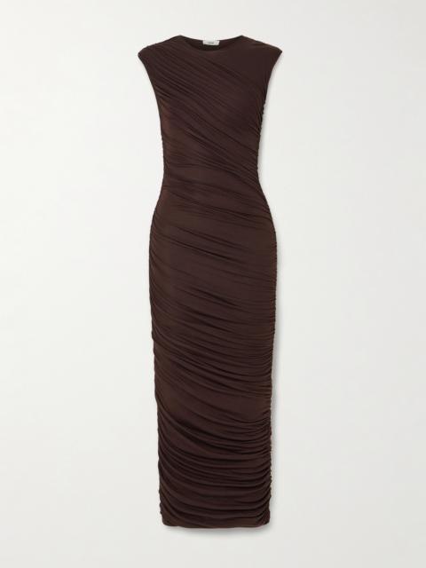 AGOLDE Ester Ruched Lyocell-blend Maxi Dress
