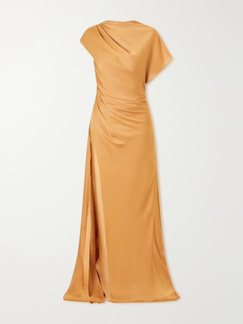 MARMAR HALIM Asymmetric Draped Satin Gown