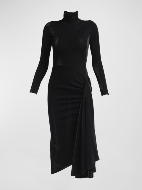 GIORGIO ARMANI Draped Iridescent Jersey Midi Dress