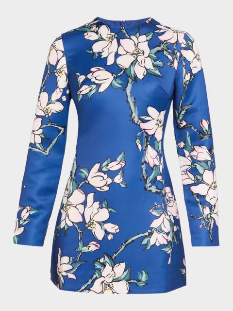 LEO LIN Aliza Floral-Print Satin Mini Dress
