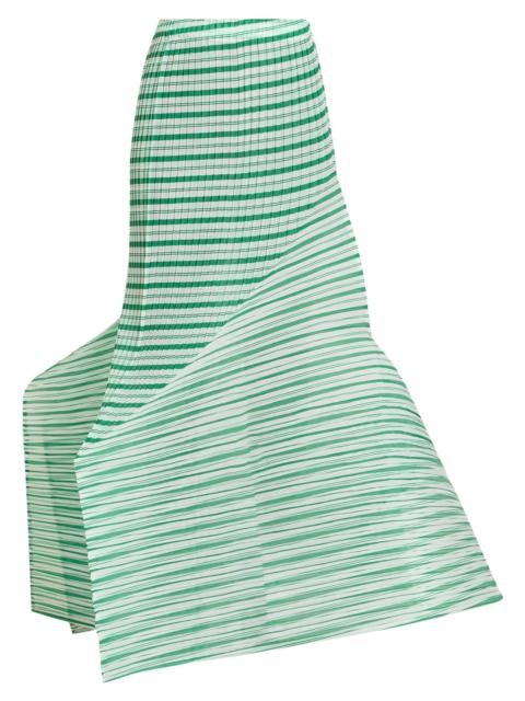 ISSEY MIYAKE Women's Generic Stripes Machine Pleats Maxi Skirt - Green Hued