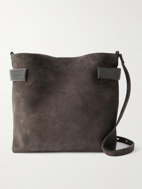 Brunello Cucinelli Bead-embellished Suede Shoulder Bag