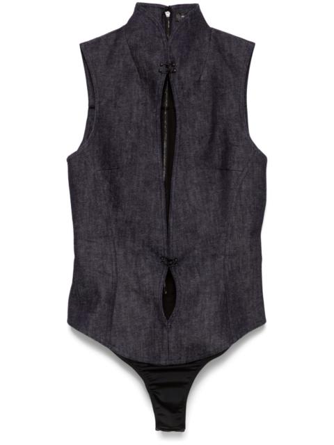 MUGLER cut-out denim bodysuit