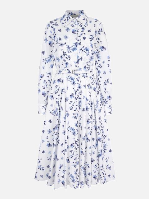 EMILIA WICKSTEAD Emmalyna Dress in Blue Scattered Daisies on White Cotton