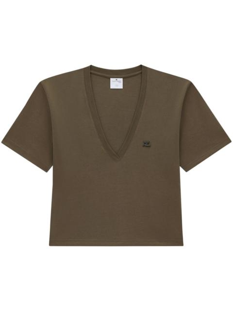 courrèges logo-appliqué cropped T-shirt