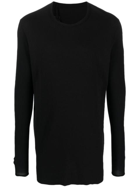 round-neck ribbed cotton sweatshirt