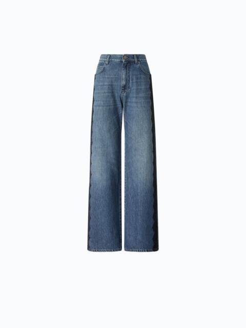 PINKO WIDE-LEG JEANS WITH LACE TRIM