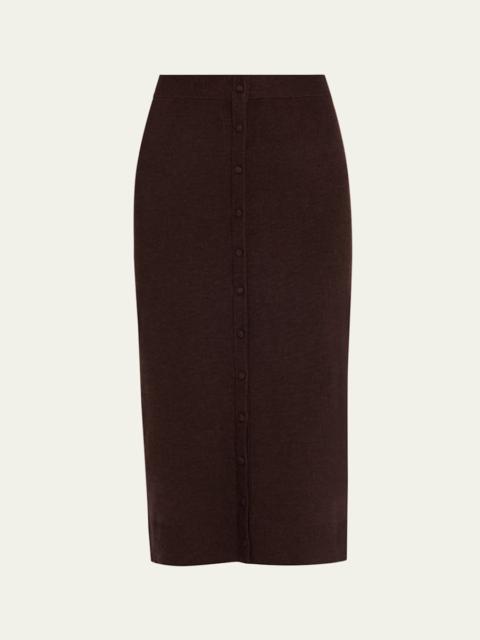 Victoria Beckham Knit Button Detail Midi Skirt