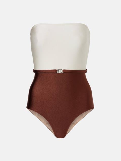 ADRIANA DEGREAS Bicolor belted swimsuit