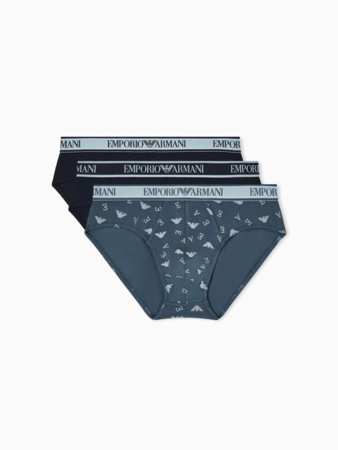 EMPORIO ARMANI THREE-PACK OF BRIEFS WITH CORE LOGO WAISTBAND