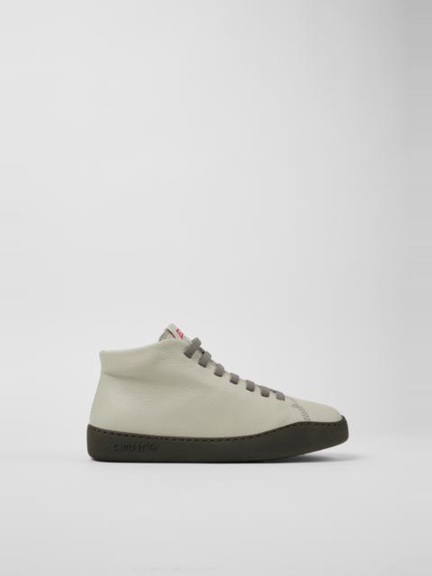 CAMPER Peu Touring Gray Leather Sneaker Booties for Women.