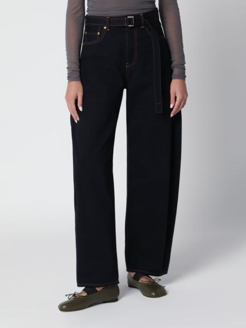 sacai High-Waisted Navy Cotton Barrel Jeans