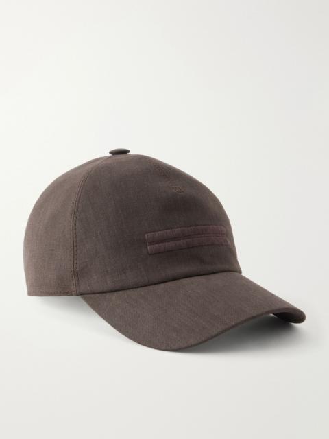ZEGNA Oasi Logo-embellished Linen Cap Brown