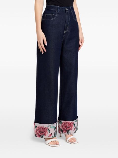 MARQUES’ALMEIDA floral-cuff jeans