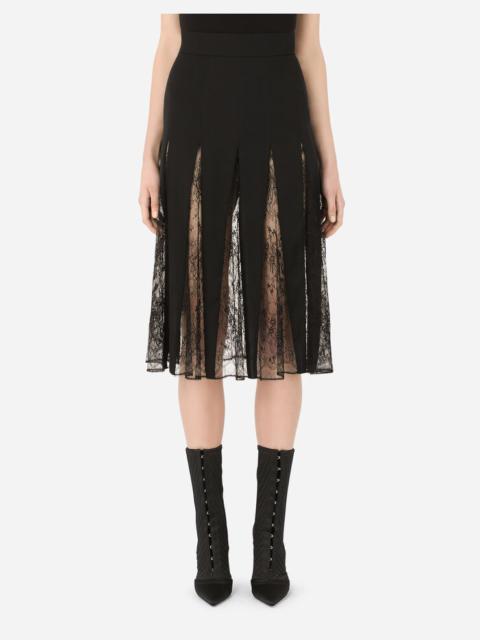 Dolce & Gabbana Charmeuse midi skirt with lace inserts