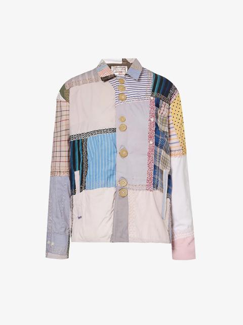 By Walid Roy contrast-patchwork boxy-fit cotton jacket