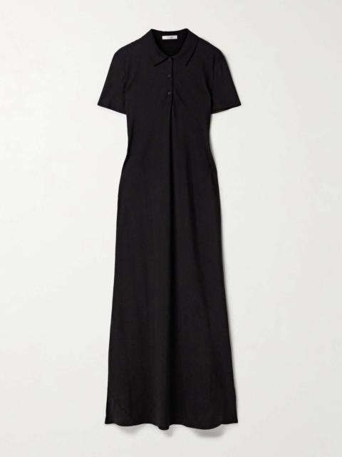 The Row Valenit cotton and silk-blend jersey maxi shirt dress Black