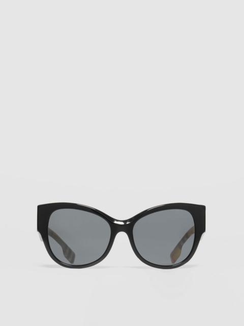 Burberry Vintage Check Detail Butterfly Frame Sunglasses