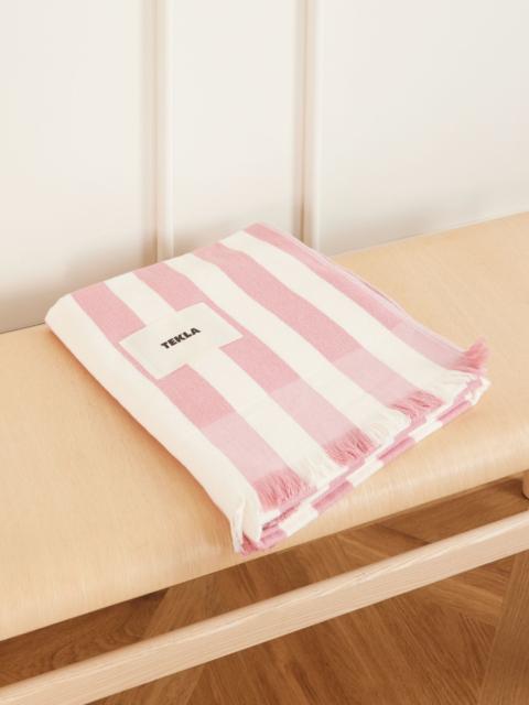 TEKLA Palma striped organic cotton-terry beach towel Pink