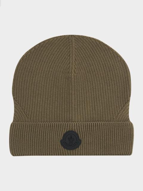 Moncler Men's Wool Beanie with Tonal Logo