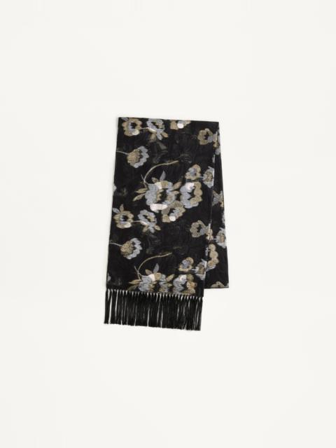 Valentino CAMELIA SILK SCARF WITH METALLIC FIBER