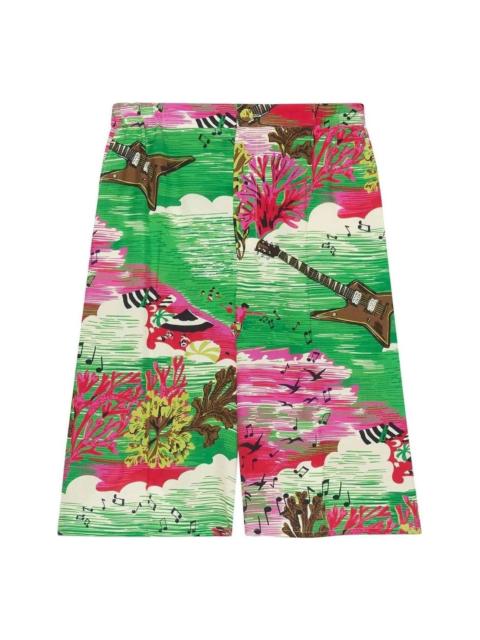 GUCCI Gucci Printed Silk Shorts 'Green' 697957-ZAIP8-3481