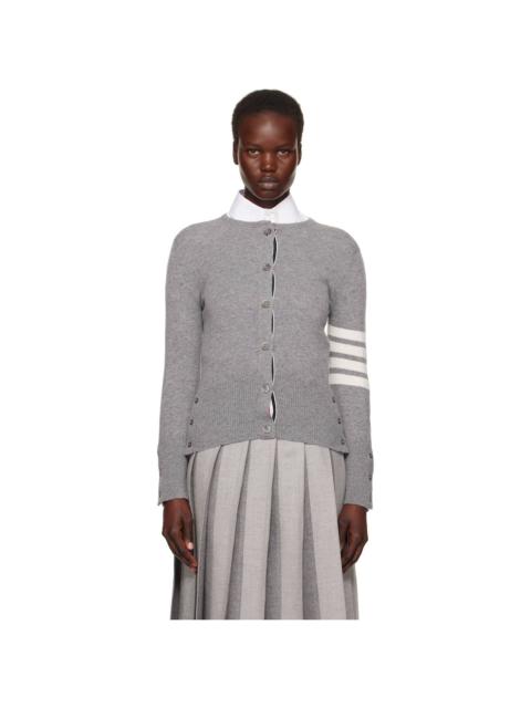 Thom Browne Gray Cashmere 4-Bar Classic Crew Neck Cardigan