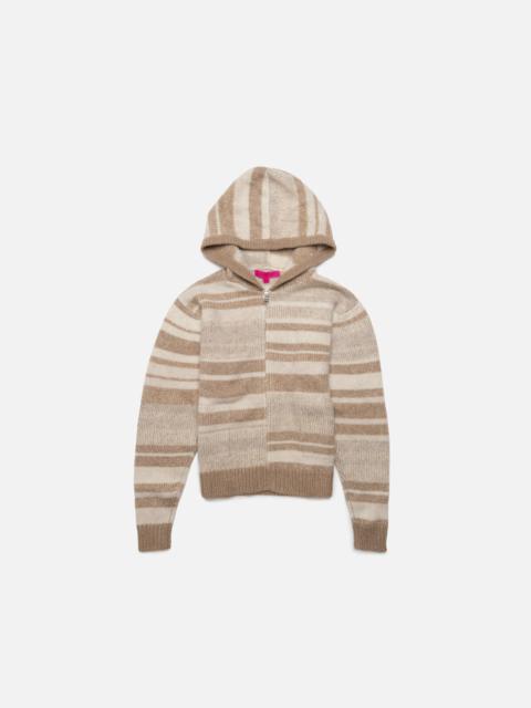 The Elder Statesman STRIPE SUPER SOFT WOMEN'S ZIP HOODIE