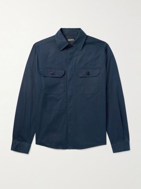 ZEGNA Cotton-Blend Twill Overshirt Blue