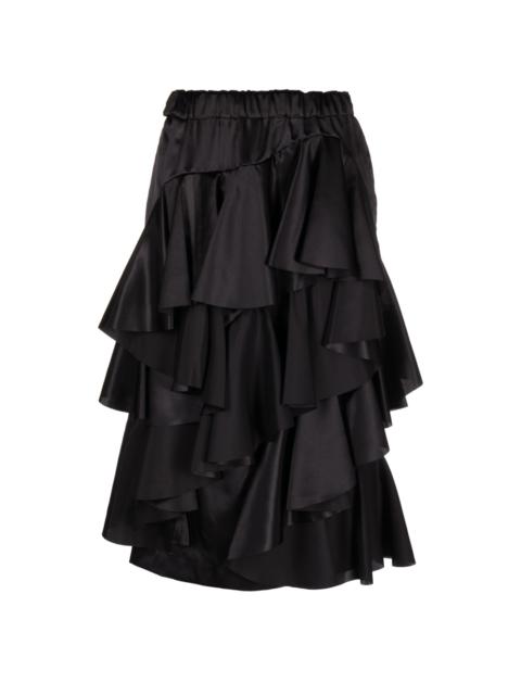 ruffled tiered midi skirt