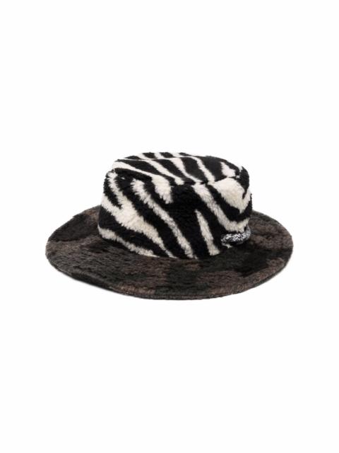 Khrisjoy zebra print faux fur hat
