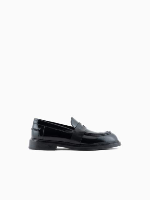 EMPORIO ARMANI Brushed leather loafers