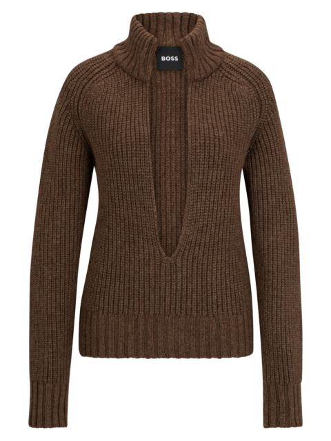 BOSS V-NECK SWEATER IN A WOOL AND SILK BLEND