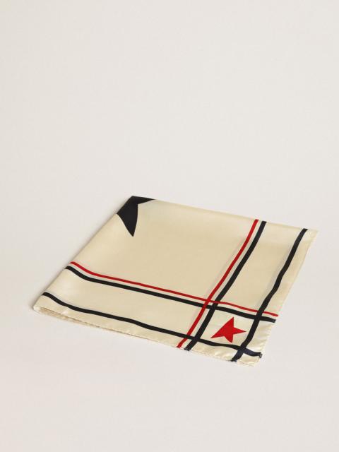 Golden Goose White scarf with contrasting color stars and stripes