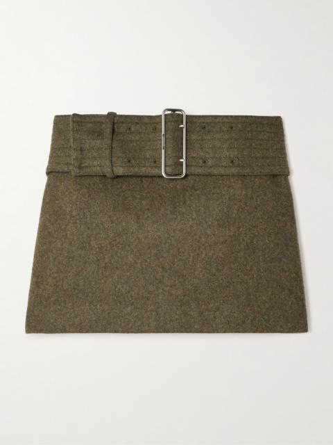 FERRAGAMO Belted Wool-tweed Mini Skirt